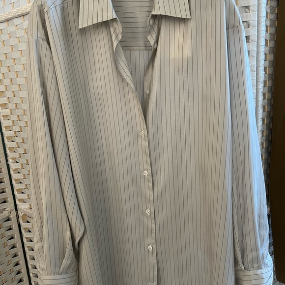 The Row Cream and Gray Blouse with Pinstripes - Picture 5 of 6